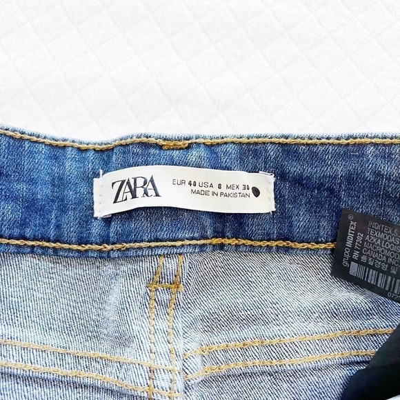 Zara Bootcut Medium Wash Distressed Denim Jeans SZ08 NWT - Picture 5 of 8